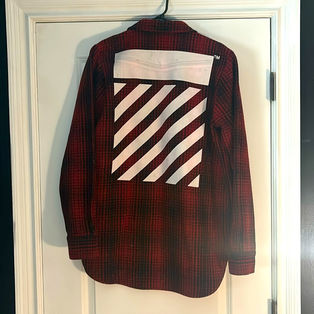 White and red off white flannel